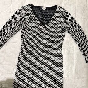 Reiss Black and White Geometric Midi Dress